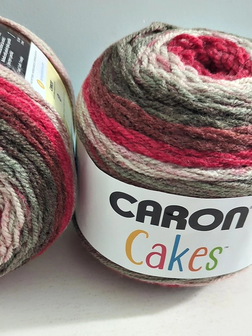 Caron Cakes Red & Gray Red Velvet Self Striping Yarn 2 Skeins NWT